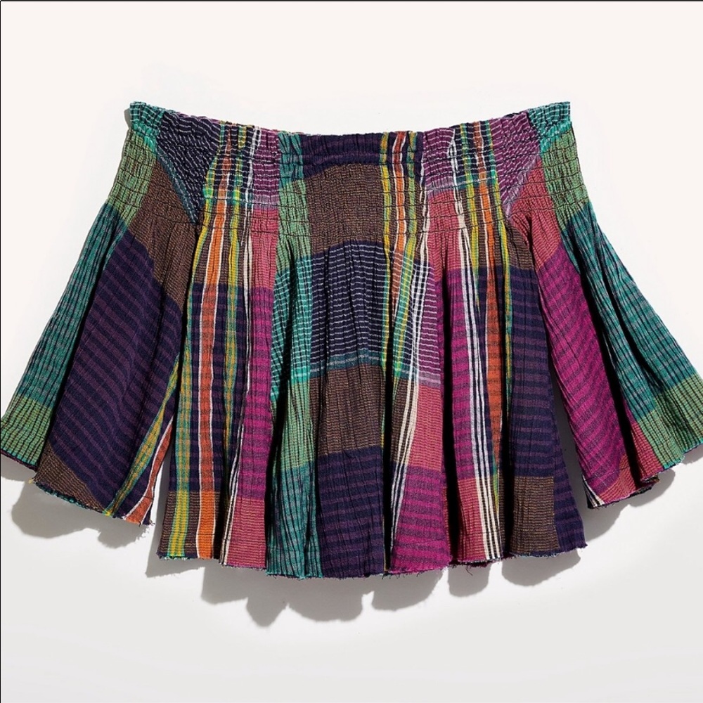 Free People Moonlight Surf Plaid Top